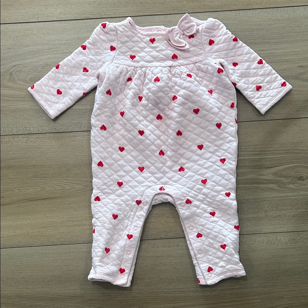 Janie and Jack Pink Heart Quilted Footie
